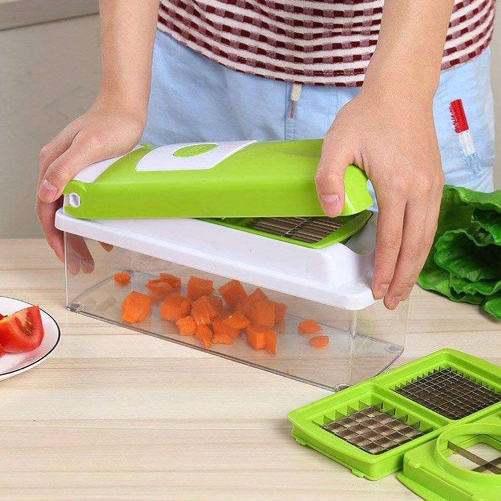 12-in-1 Vegetable Slicer Chopper with Container Multi Blade Food Cutter