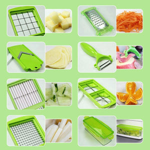 12-in-1 Vegetable Slicer Chopper with Container Multi Blade Food Cutter