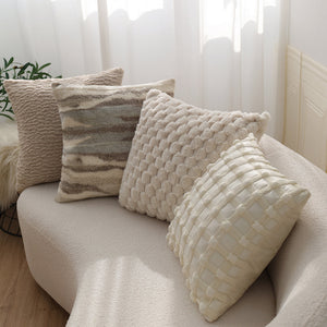 4-Piece Coordinated Pillow Cover & Insert Bundle – Throw Pillow Covers AND Inserts mixed well styles one of each size 18"x18 – Fancy & Stacy