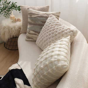 4-Piece Coordinated Pillow Cover & Insert Bundle – Throw Pillow Covers AND Inserts mixed well styles one of each size 18"x18 – Fancy & Stacy