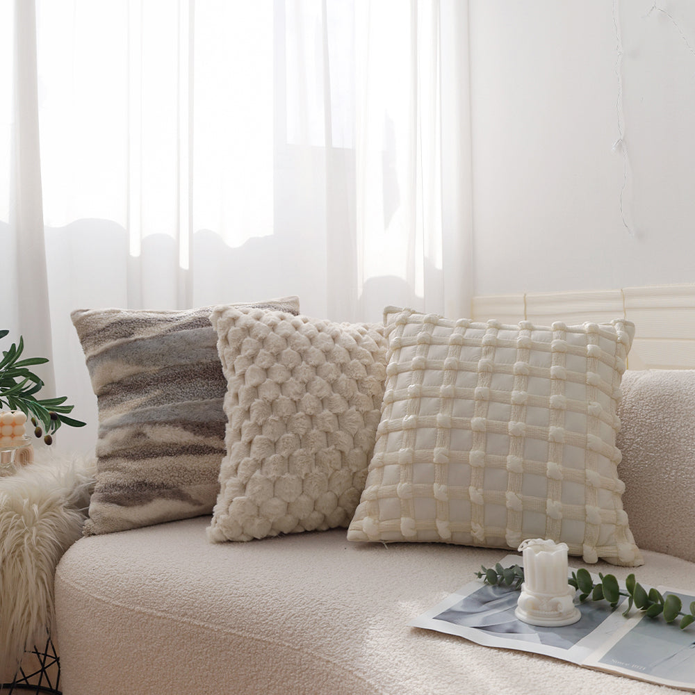 4-Piece Coordinated Pillow Cover & Insert Bundle – Throw Pillow Covers AND Inserts mixed well styles one of each size 18"x18 – Fancy & Stacy