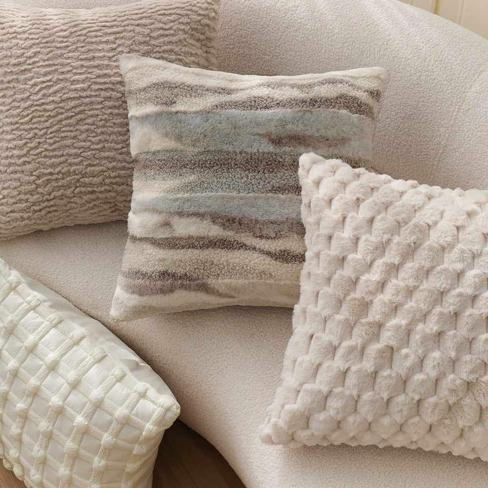 4-Piece Coordinated Pillow Cover & Insert Bundle – Throw Pillow Covers AND Inserts mixed well styles one of each size 18"x18 – Fancy & Stacy