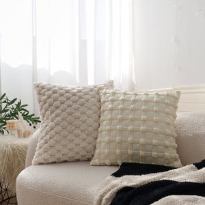 4-Piece Coordinated Pillow Cover & Insert Bundle – Throw Pillow Covers AND Inserts mixed well styles one of each size 18"x18 – Fancy & Stacy