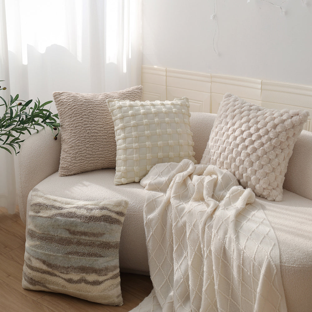 4-Piece Coordinated Pillow Cover & Insert Bundle – Throw Pillow Covers AND Inserts mixed well styles one of each size 18"x18 – Fancy & Stacy
