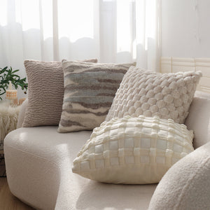 4-Piece Coordinated Pillow Cover & Insert Bundle – Throw Pillow Covers AND Inserts mixed well styles one of each size 18"x18 – Fancy & Stacy