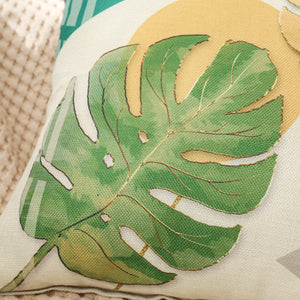 Set of 4 Square Cloth Throw Pillow covers AND 450g inserts tropical leaves 18"x18"