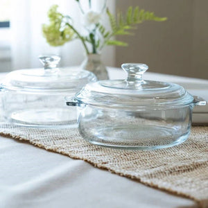 Set of 2 - 1-Quart Glass Dutch Oven Casserole Bakeware Baking Dishes with Lids