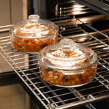 Set of 2 - 1-Quart Glass Dutch Oven Casserole Bakeware Baking Dishes with Lids