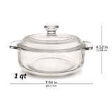 Set of 2 - 1-Quart Glass Dutch Oven Casserole Bakeware Baking Dishes with Lids