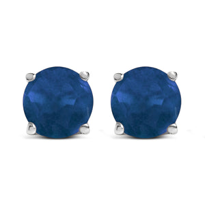 14K White Gold 5X5MM Round Purple Amethyst Solitaire Stud Earrings