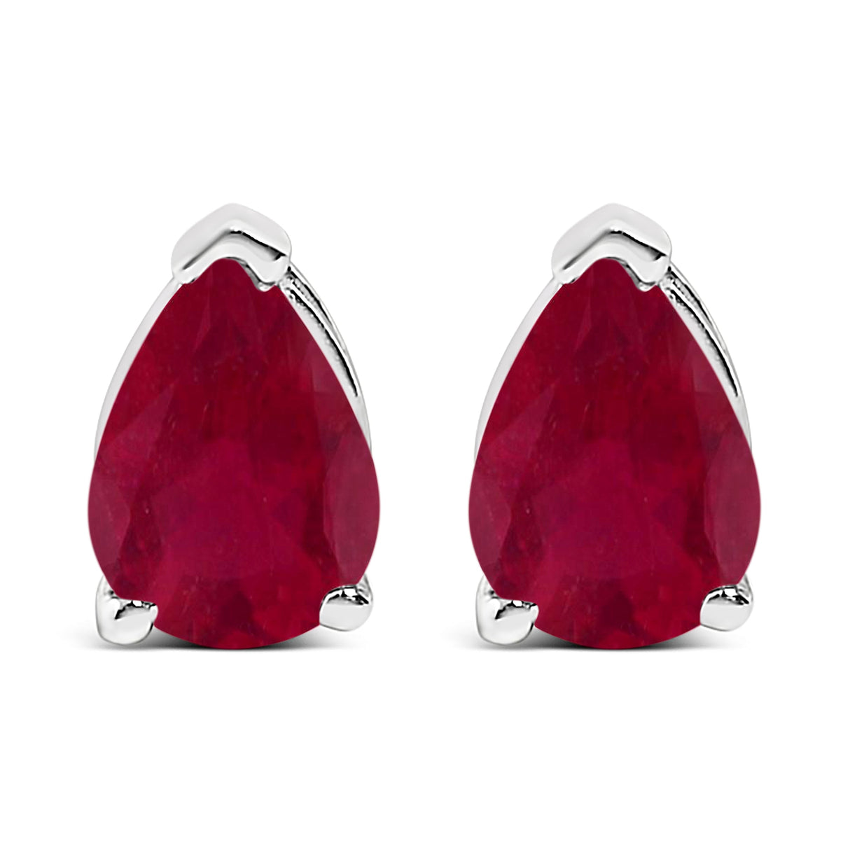 14K White Gold 6x4MM Pear Shaped Purple Amethyst Solitaire Stud Earrings