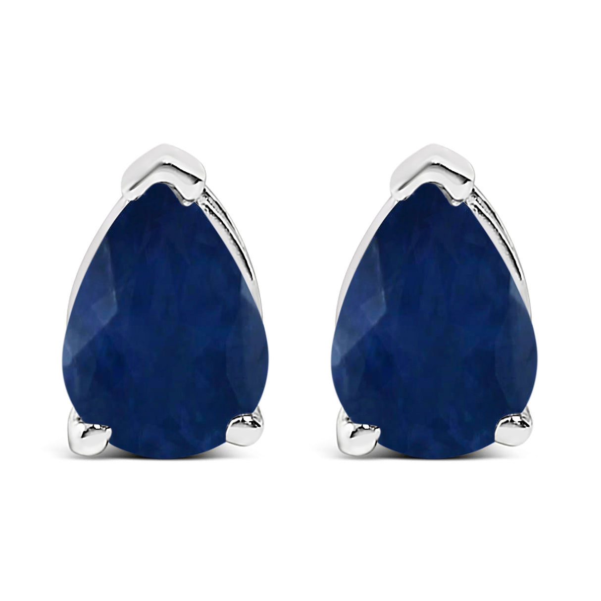 14K White Gold 6x4MM Pear Shaped Purple Amethyst Solitaire Stud Earrings