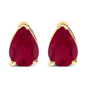 14K White Gold 6x4MM Pear Shaped Purple Amethyst Solitaire Stud Earrings