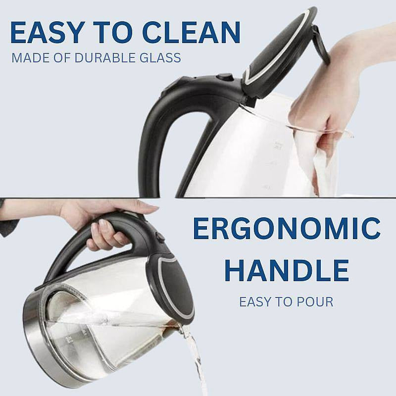 Electric Glass Kettle 1.8L 1500W Fast Boil LED Cordless
