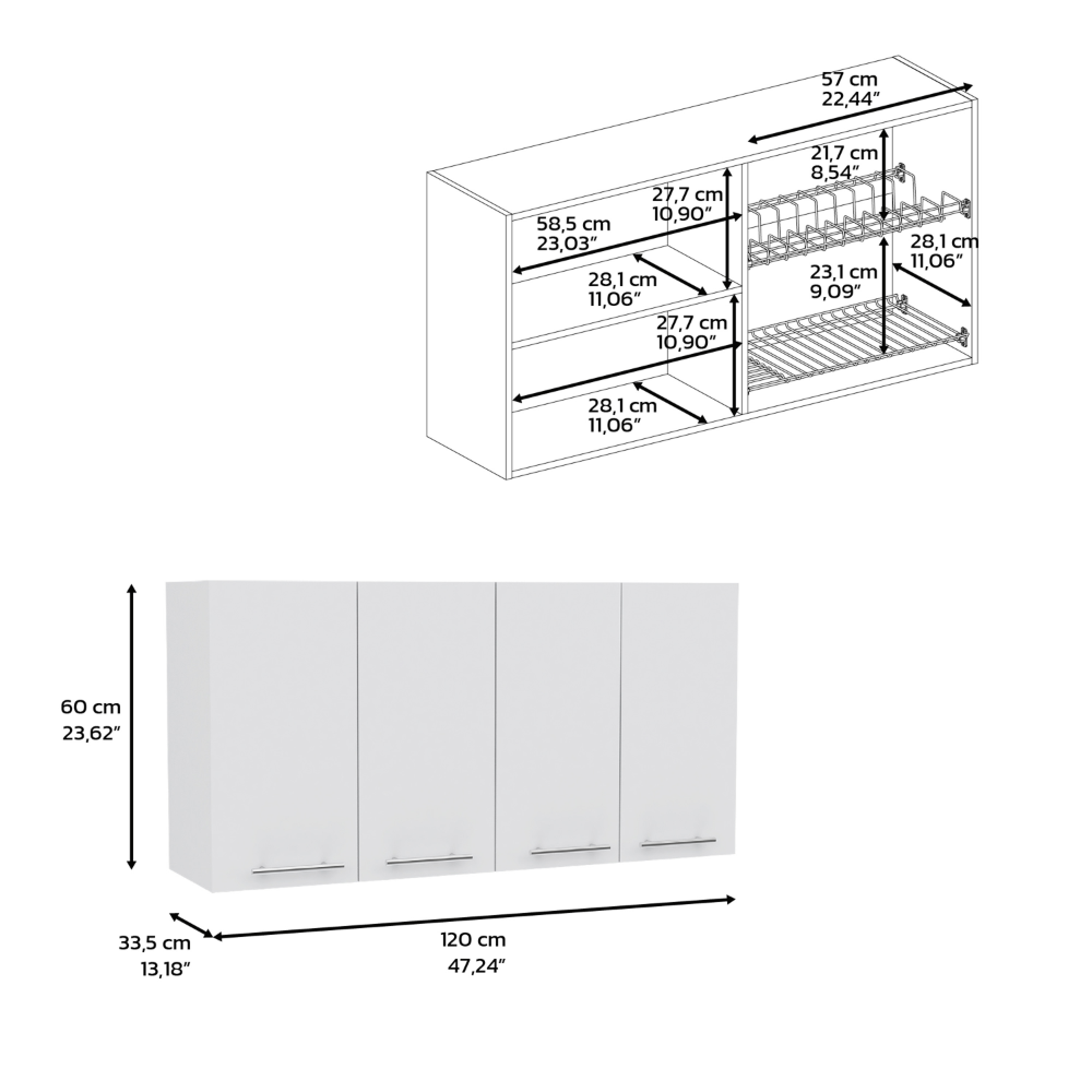 Wall Cabinet 24" H with Four Doors