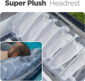 XL Floating Pool Bed, Inflatable Water Lounger Raft Float for Swimming/Tanning 70"x49" Navy Blue