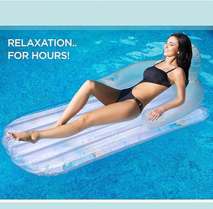 Pool Float for Adults,Inflatable Lounge Chair Recliner for Swimming/Tanning - Blue Marble