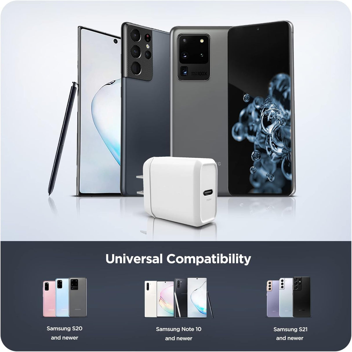 25W Super Fast Charger for Phones (USB C) Rapid Charging Wall Plug Adapter with Type C to C Cable Included (for Galaxy S21 / S22 / S23 / S24 Ultra Models)