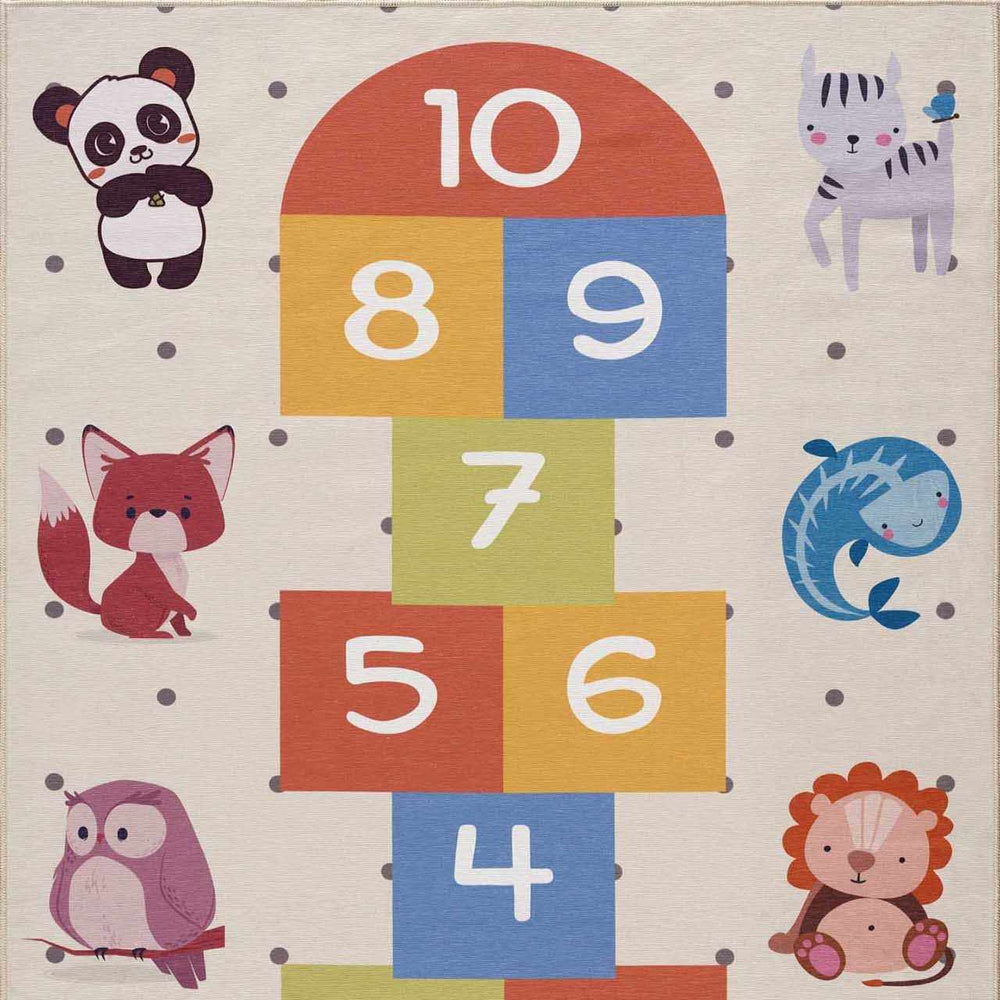 Lundy  Kids Hopscotch Colorful Washable Area Rug - Clearance