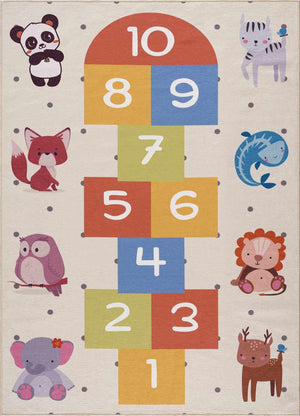 Lundy  Kids Hopscotch Colorful Washable Area Rug - Clearance