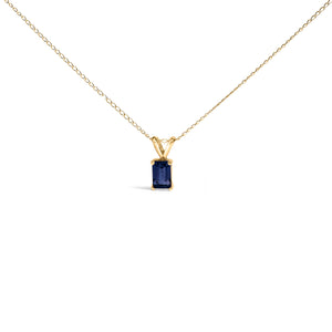 14K White Gold 6x4MM Emerald Cut Purple Amethyst Solitaire Pendant Necklace