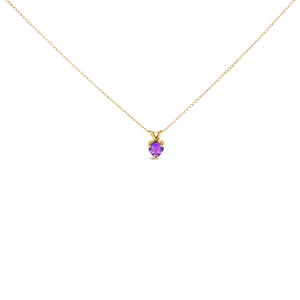 14K White Gold 5X5 MM Heart Shaped Purple Amethyst Solitaire Pendant Necklace