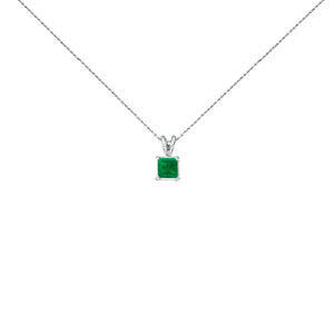 14K White Gold 5x5 MM Square Shaped Purple Amethyst Solitaire Pendant Necklace