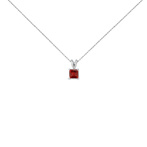 14K White Gold 5x5 MM Square Shaped Purple Amethyst Solitaire Pendant Necklace