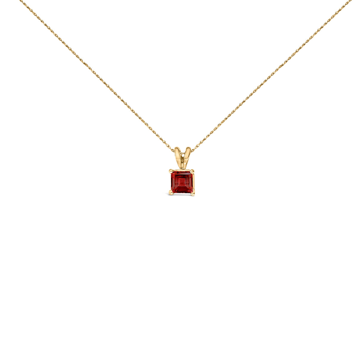 14K White Gold 5x5 MM Square Shaped Purple Amethyst Solitaire Pendant Necklace