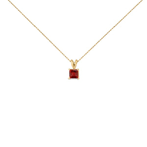14K White Gold 5x5 MM Square Shaped Purple Amethyst Solitaire Pendant Necklace