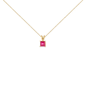 14K White Gold 5x5 MM Square Shaped Purple Amethyst Solitaire Pendant Necklace
