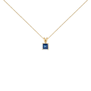 14K White Gold 5x5 MM Square Shaped Purple Amethyst Solitaire Pendant Necklace