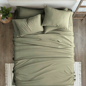 King Size Sage 6 PCS Soft Wrinkle Resistant Microfiber Polyester Sheet Set