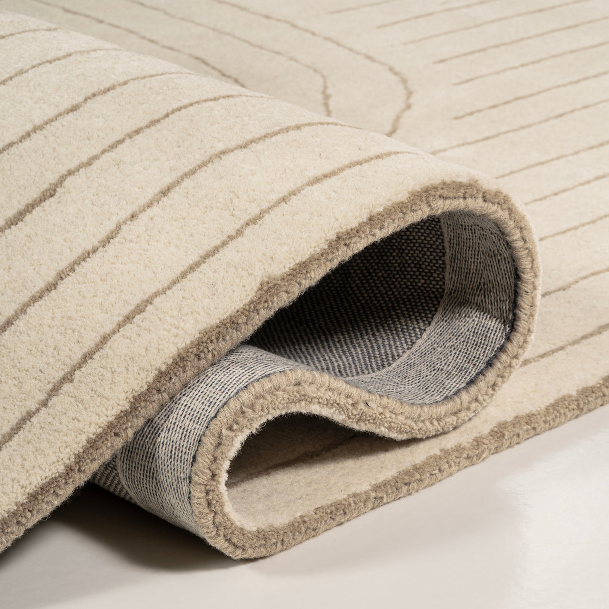 Retro Bohemian Abstract Striped Handwoven Wool Area Rug
