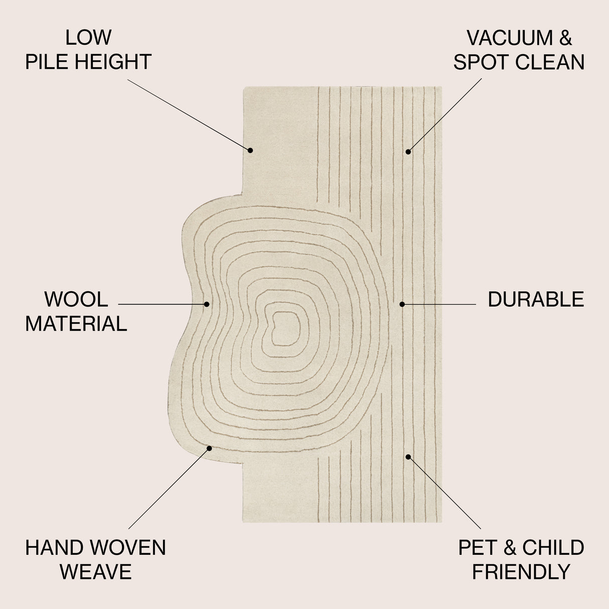 Retro Bohemian Abstract Striped Handwoven Wool Area Rug