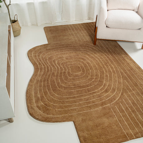 Retro Bohemian Abstract Striped Handwoven Wool Area Rug