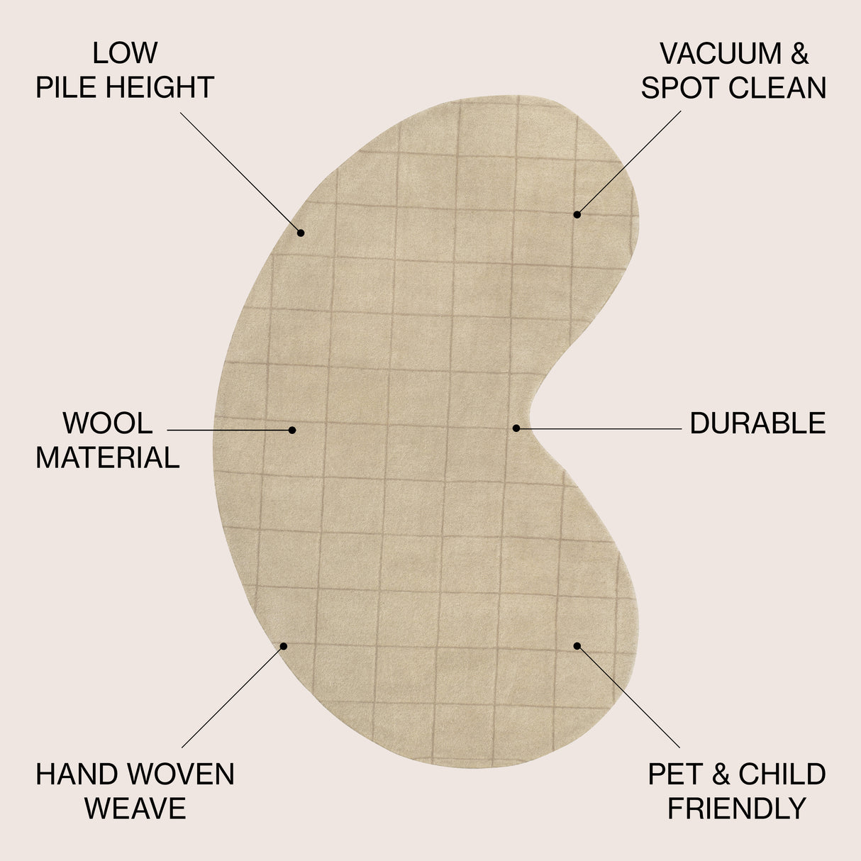 Bean Modern Plaid Grid Handwoven Wool Area Rug