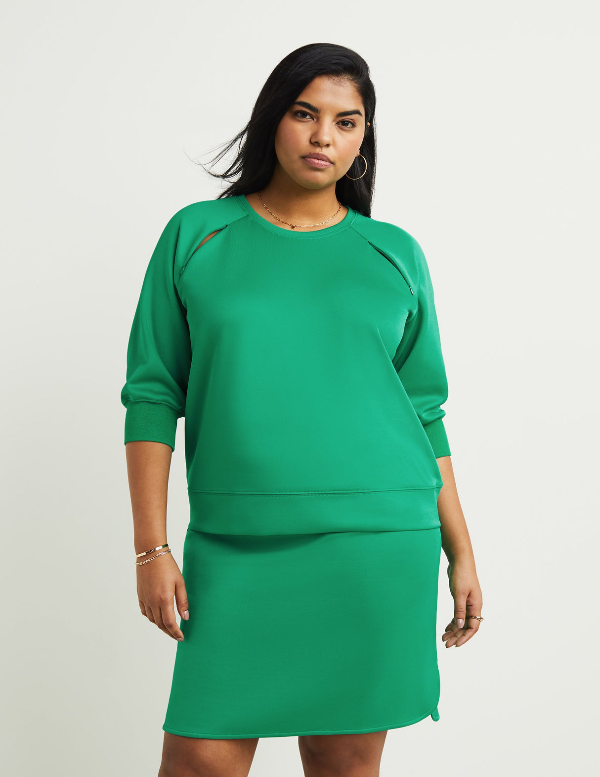 Zip-Detail Raglan Top