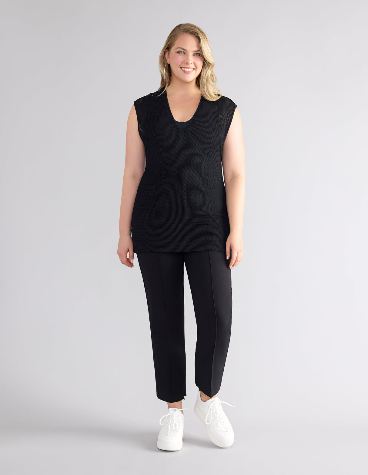 XFL Deep V-Neck Mesh Tunic