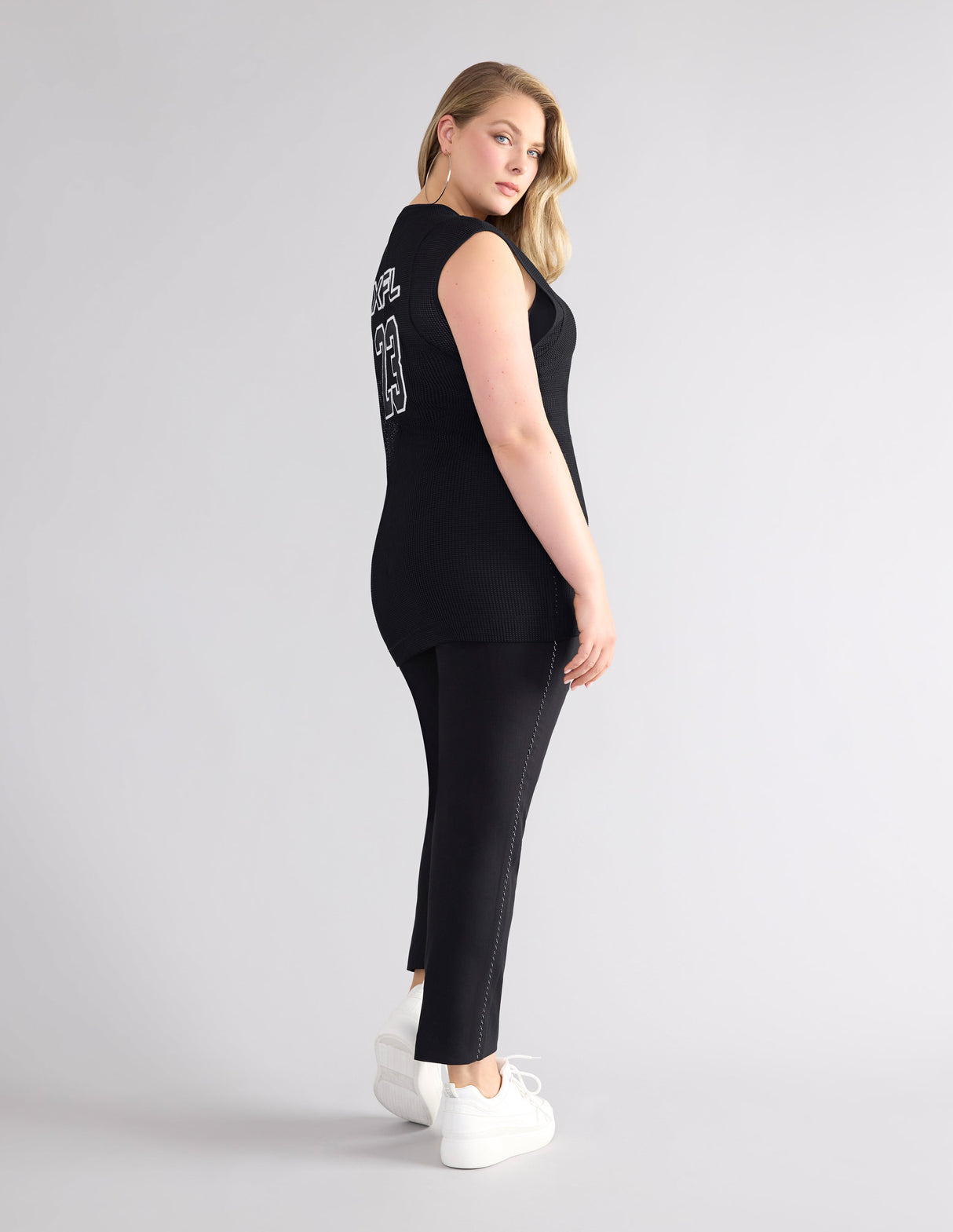 XFL Deep V-Neck Mesh Tunic