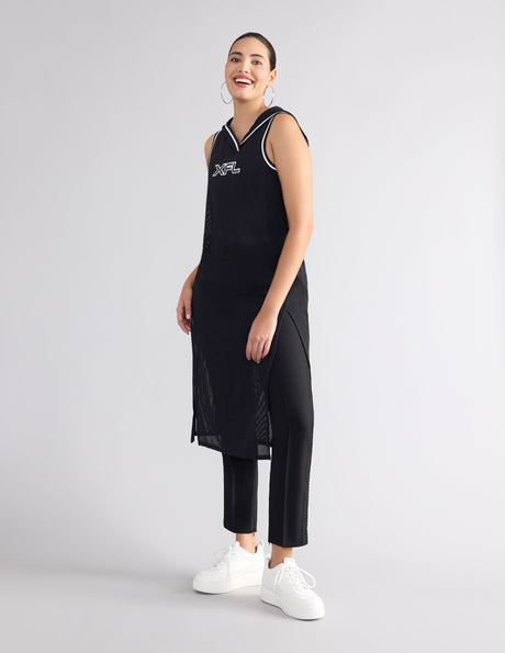 XFL Hooded Midi Mesh Tunic
