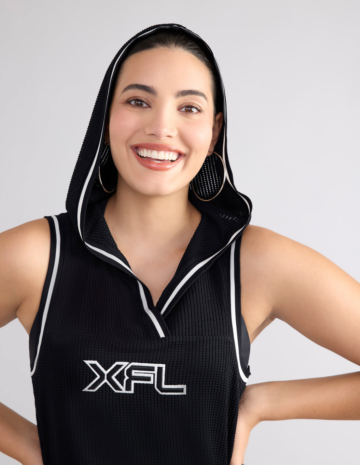 XFL Hooded Midi Mesh Tunic