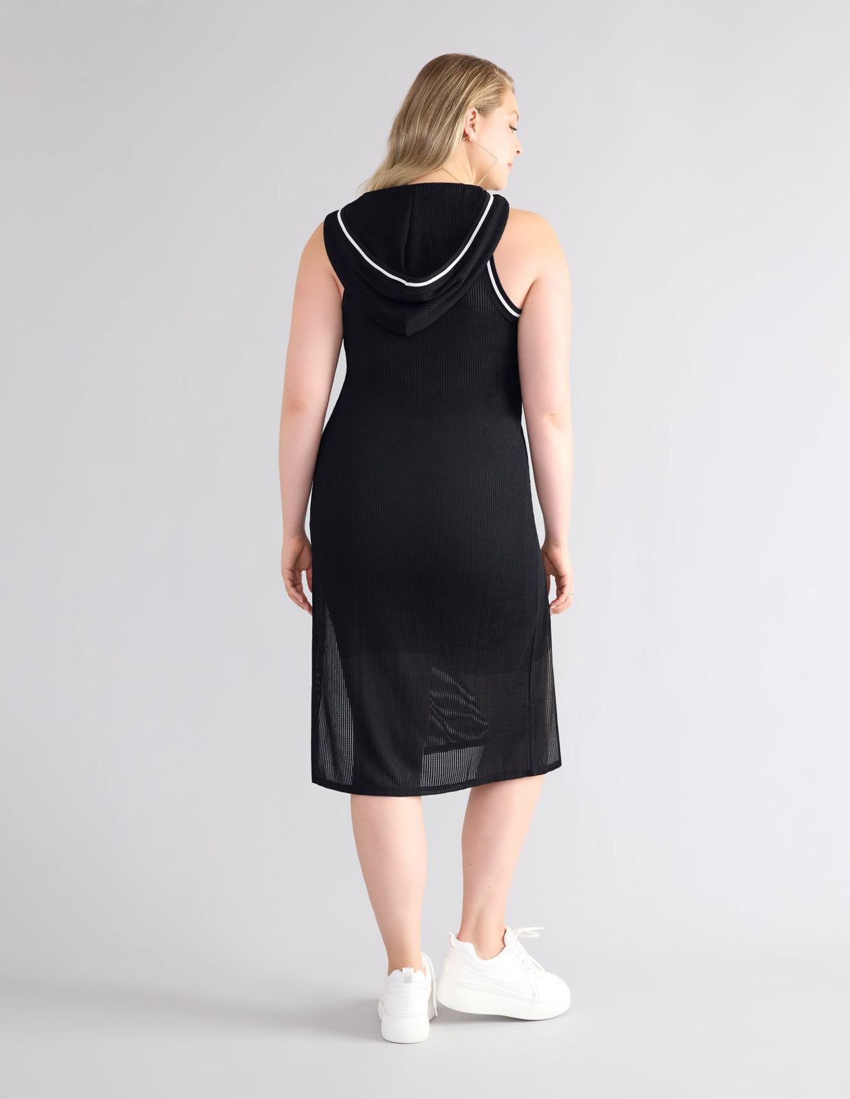 XFL Hooded Midi Mesh Tunic
