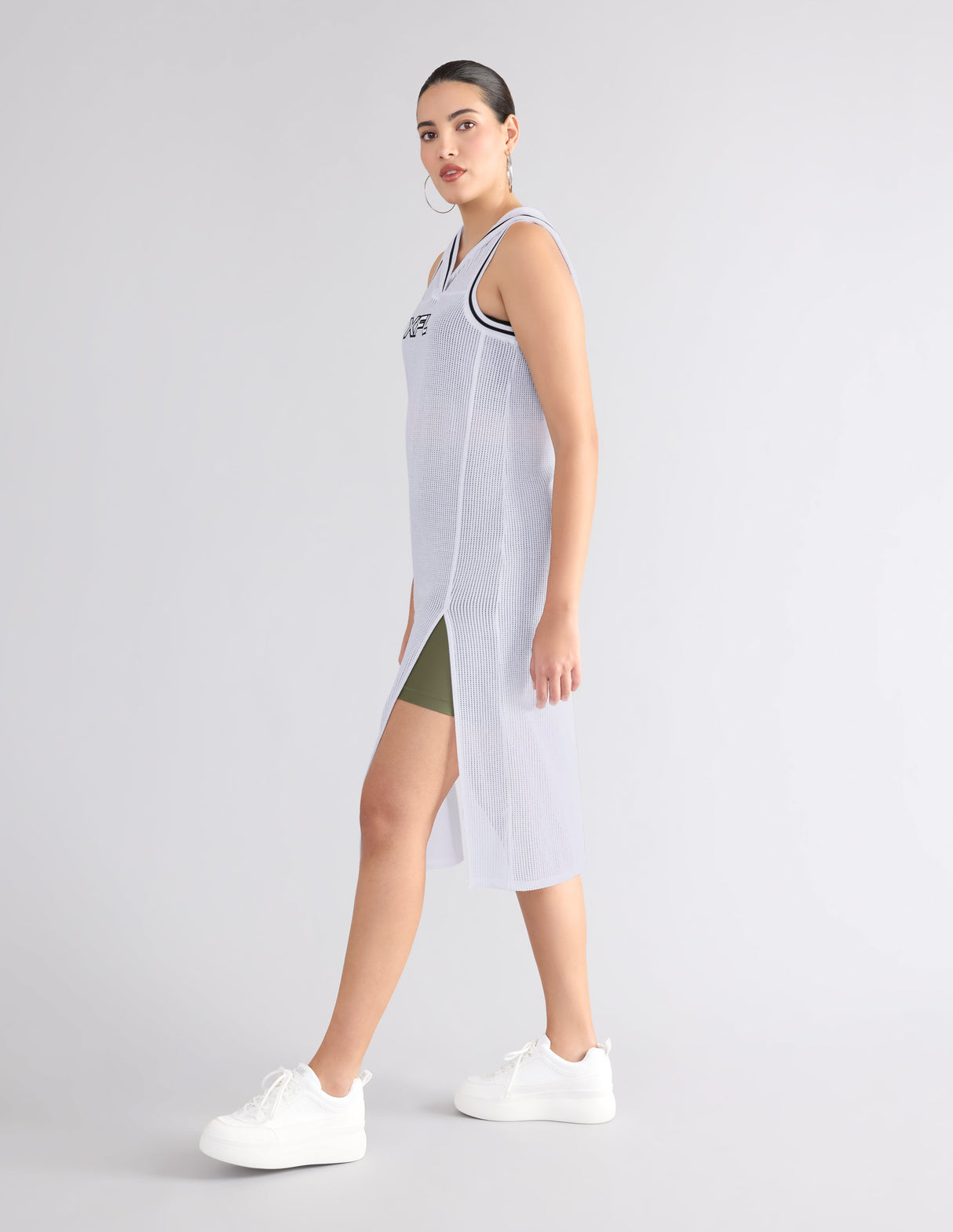 XFL Hooded Midi Mesh Tunic