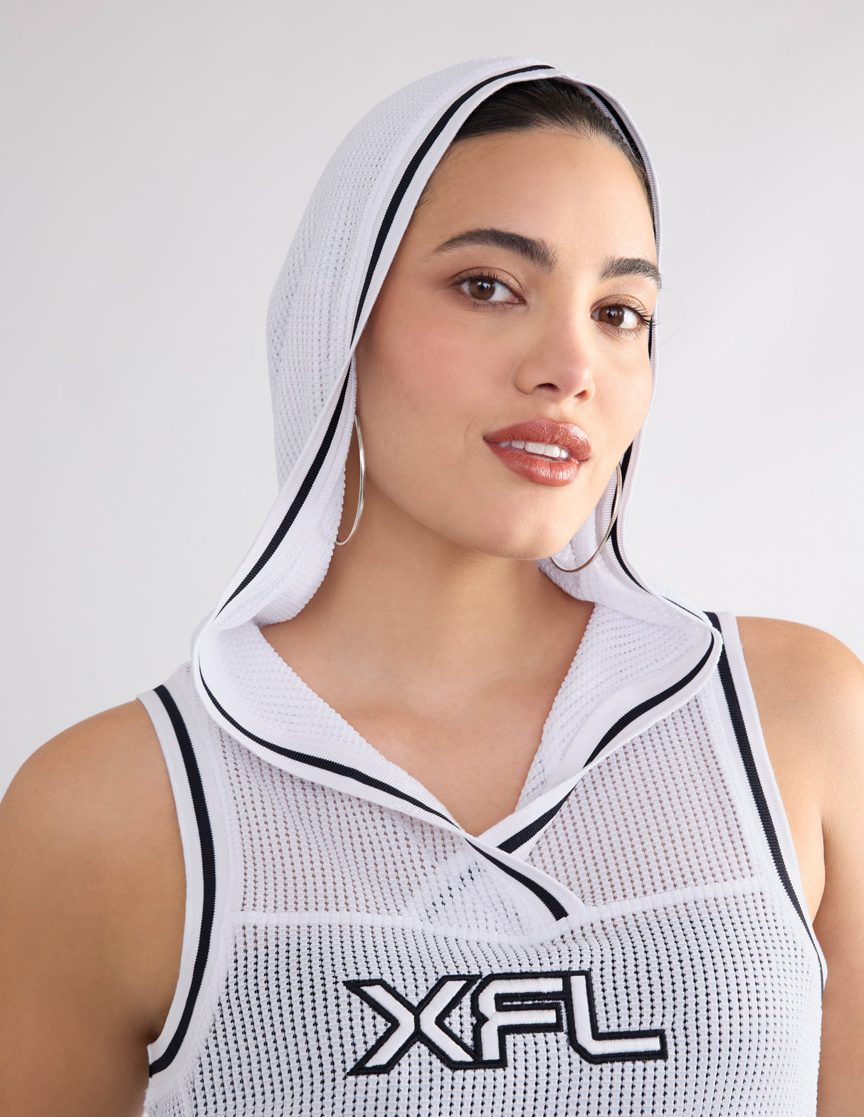 XFL Hooded Midi Mesh Tunic