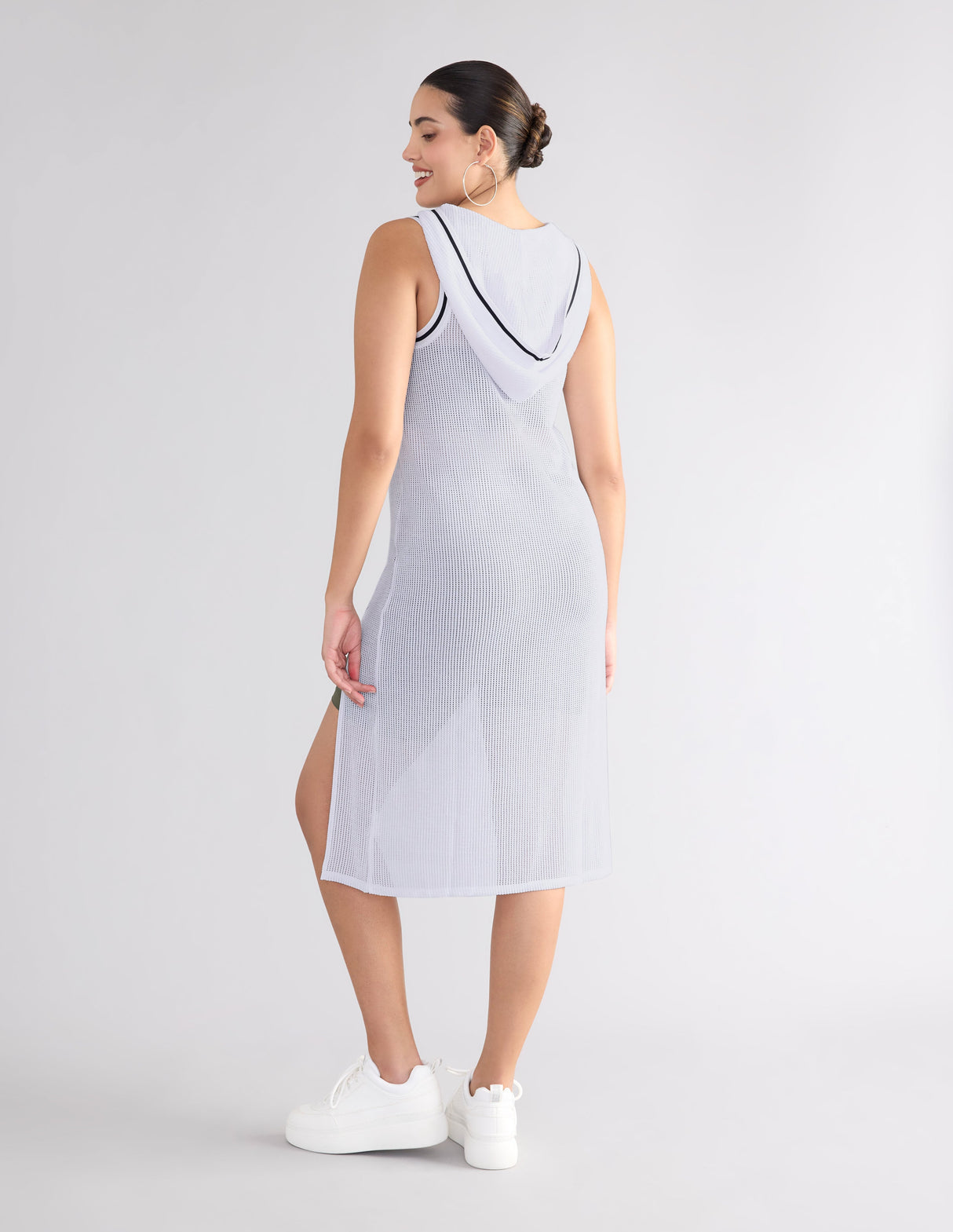 XFL Hooded Midi Mesh Tunic