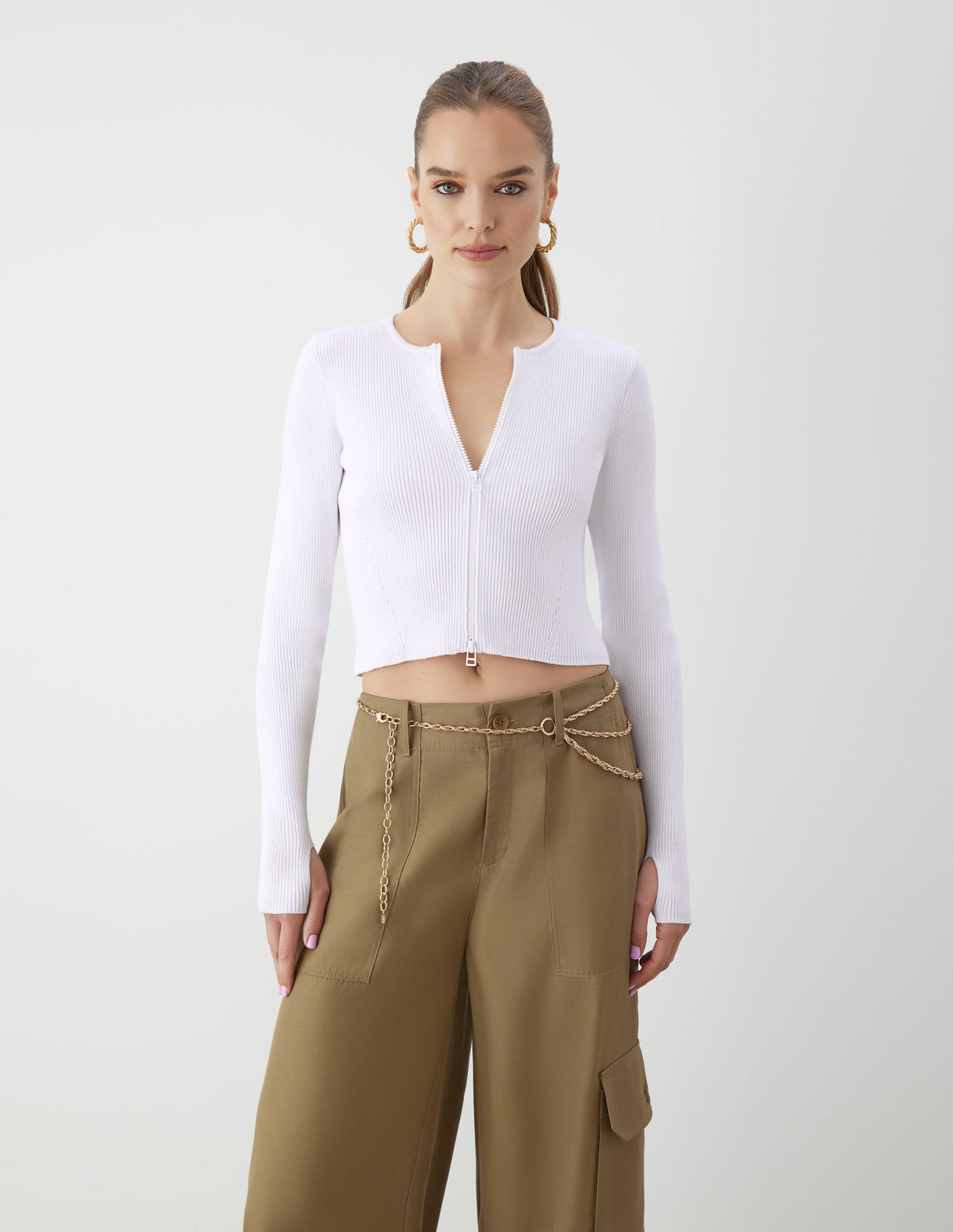 Zip Cropped Cardigan