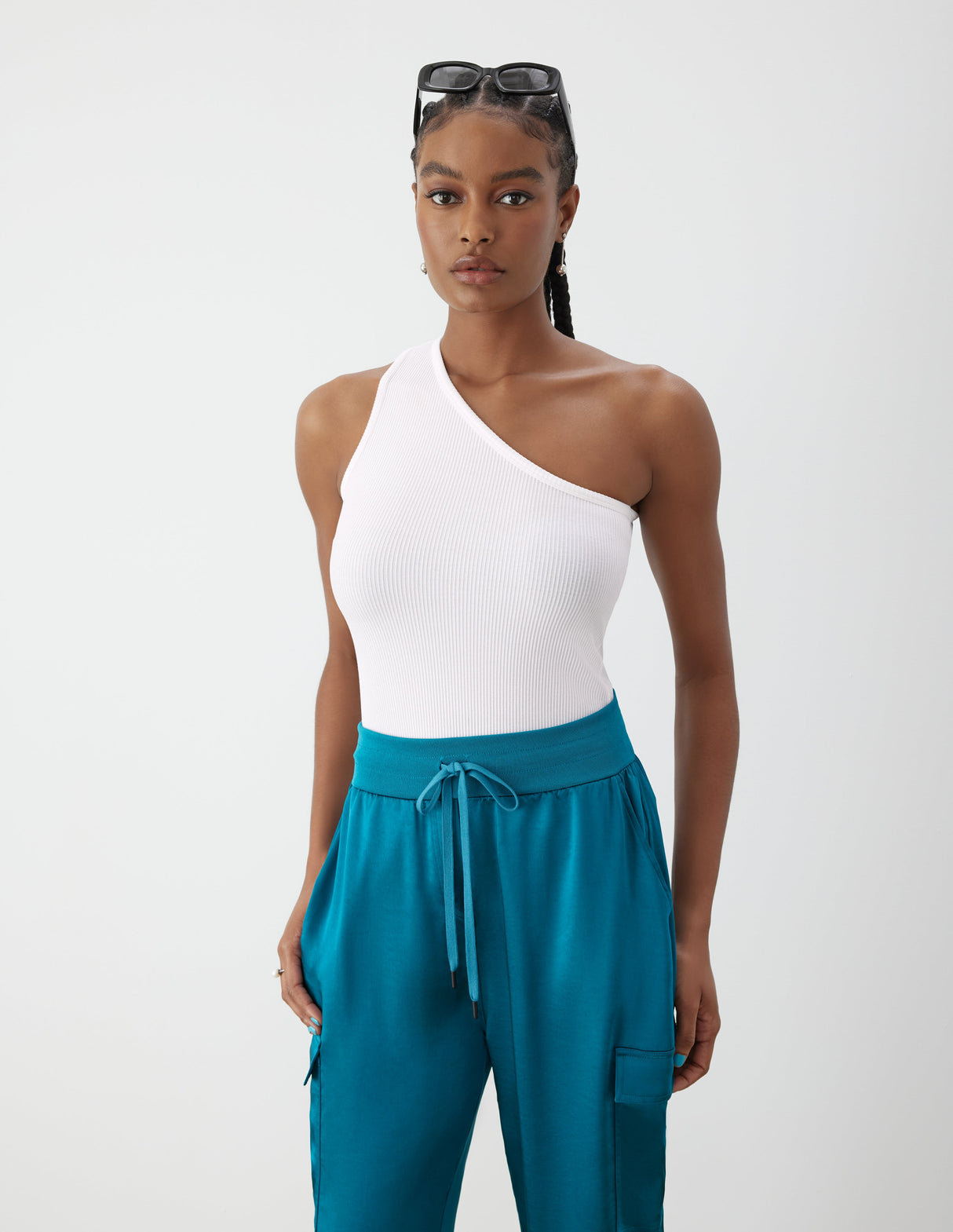 One Shoulder Rib Knit Top