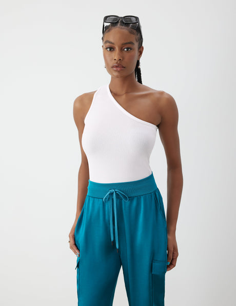 One Shoulder Rib Knit Top