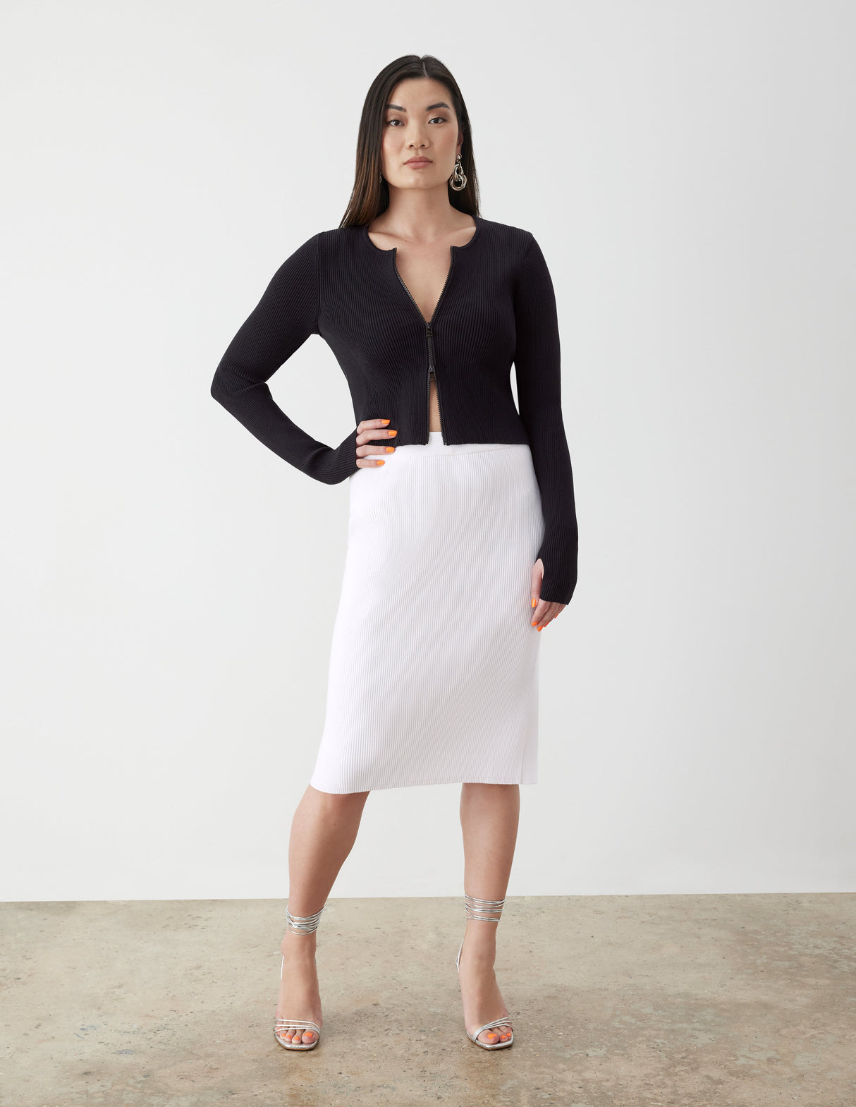 Zip Cropped Cardigan